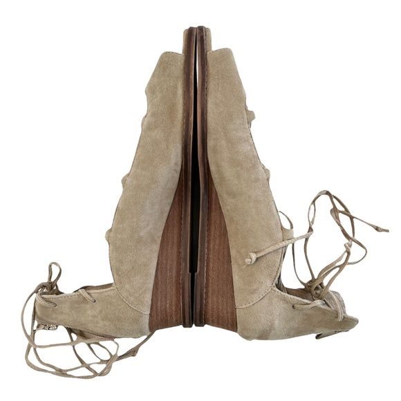 Vince Camuto Rochela Suede Tumbleweed Nude Wedge Sandals Size 10M - Picture 5 of 14